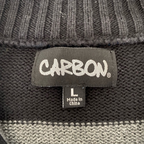 Carbon men’s black, gray & blue 1/4 zip 100% cotton sweater - Picture 6 of 14